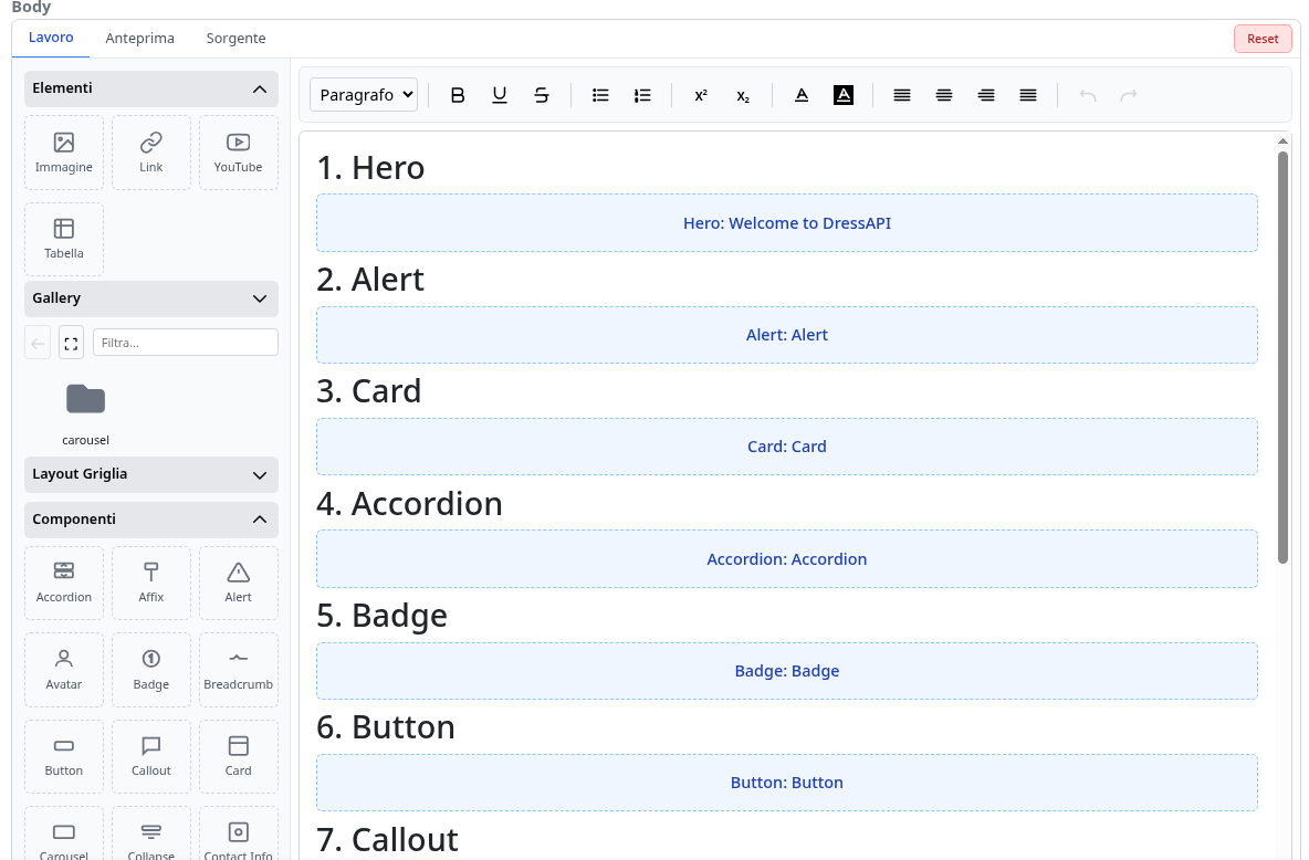 DressAPI CComponent visual editor