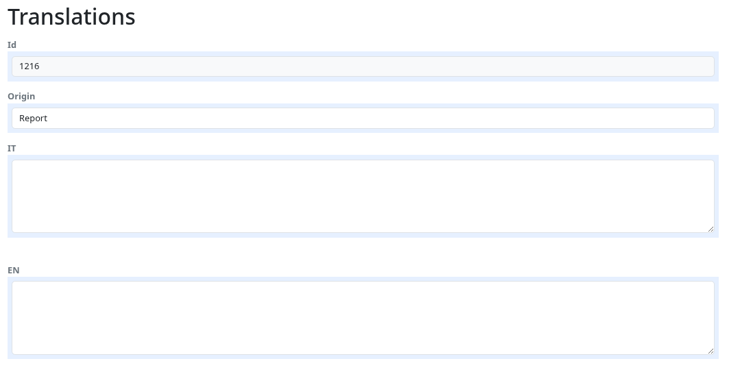 DressAPI translation management form